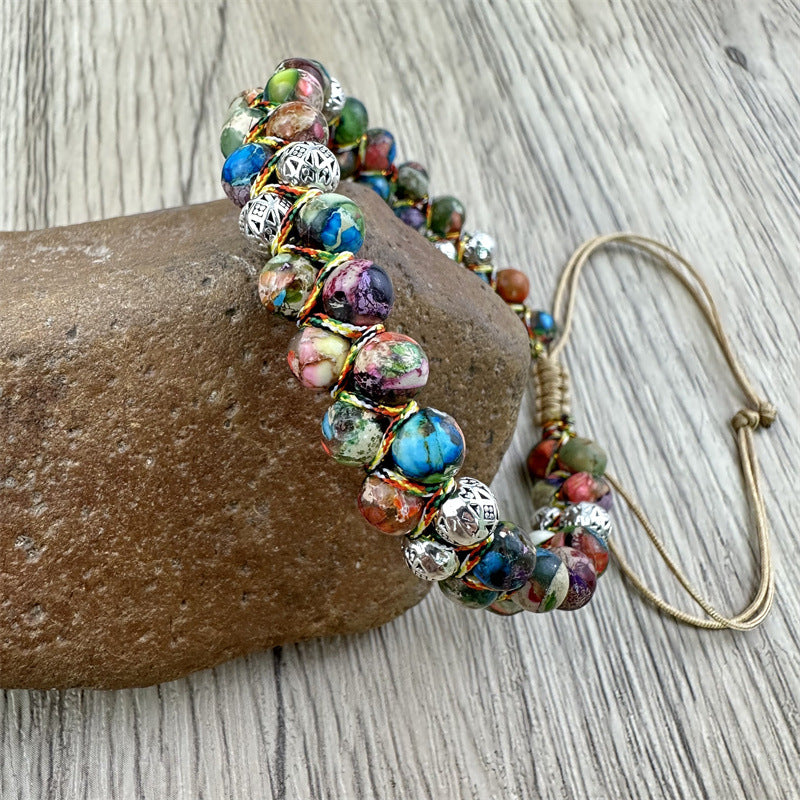 Hand-woven Purple Emperor Stone Yoga Energy Bracelets