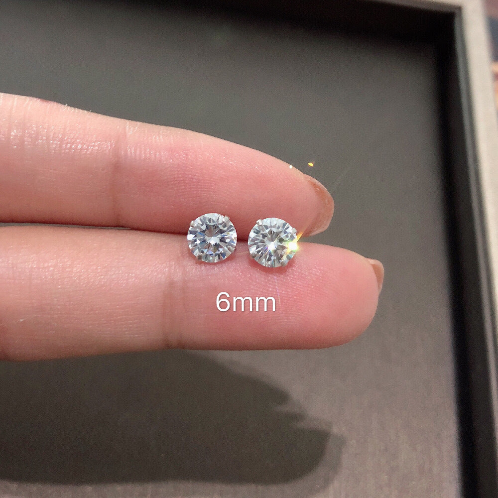 Women's & Men's Simple Sterling Sier Zircon No Need To Take Earrings