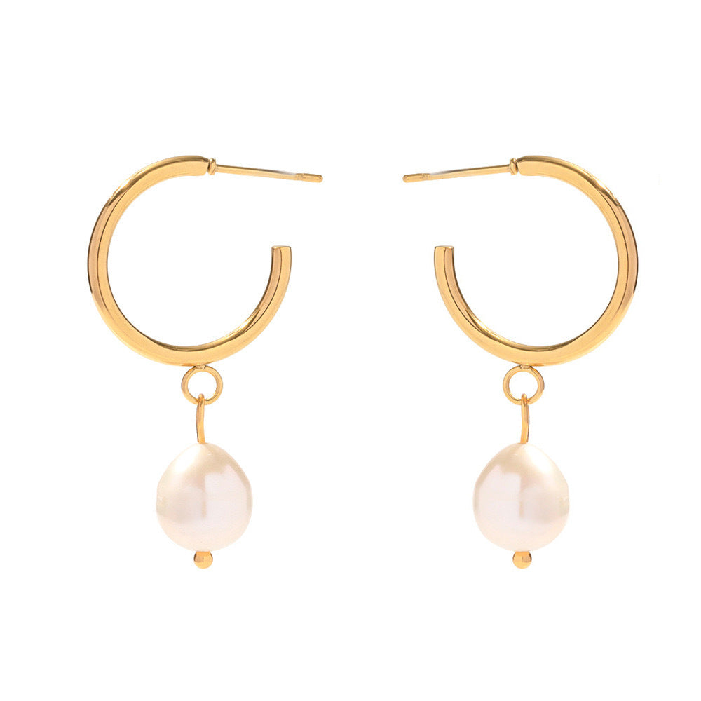 Affordable Luxury Fresh Water Pearl Stainless Earrings