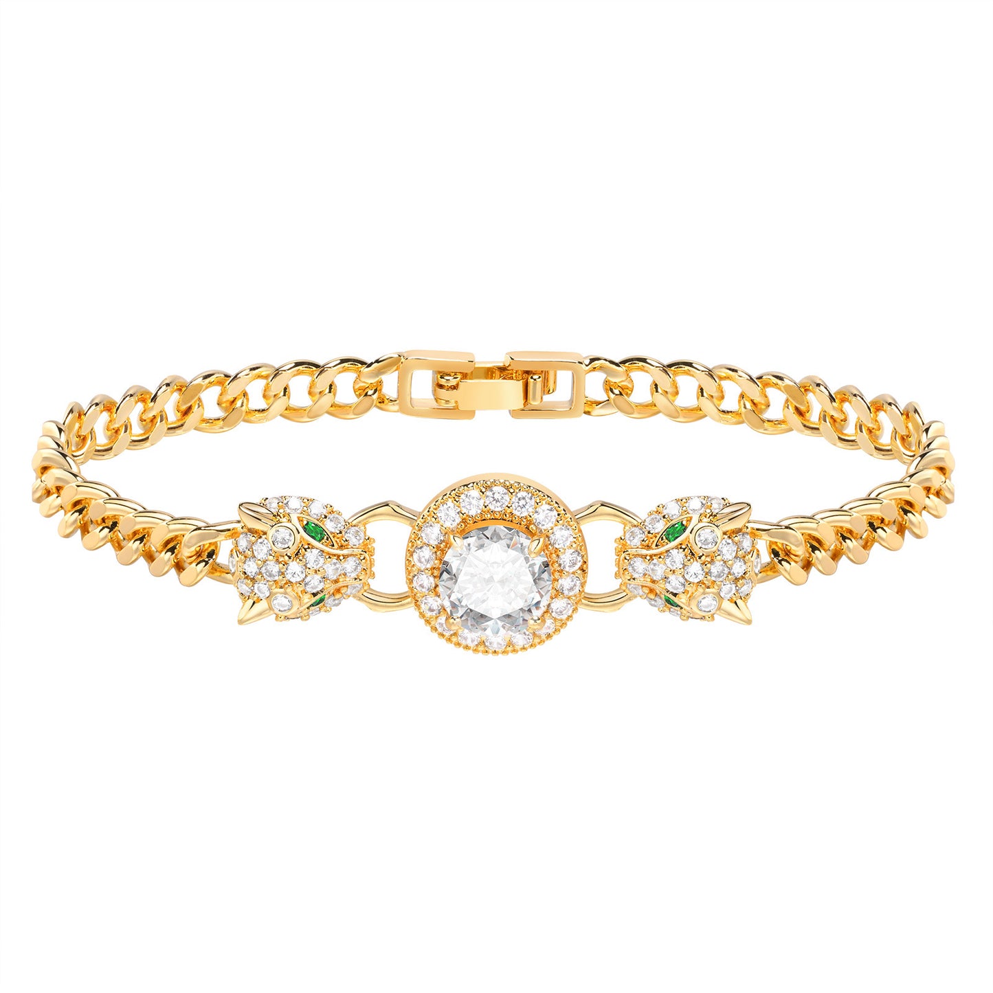 Women's Diamond Copper Square Zircon Golden Snake Bracelets