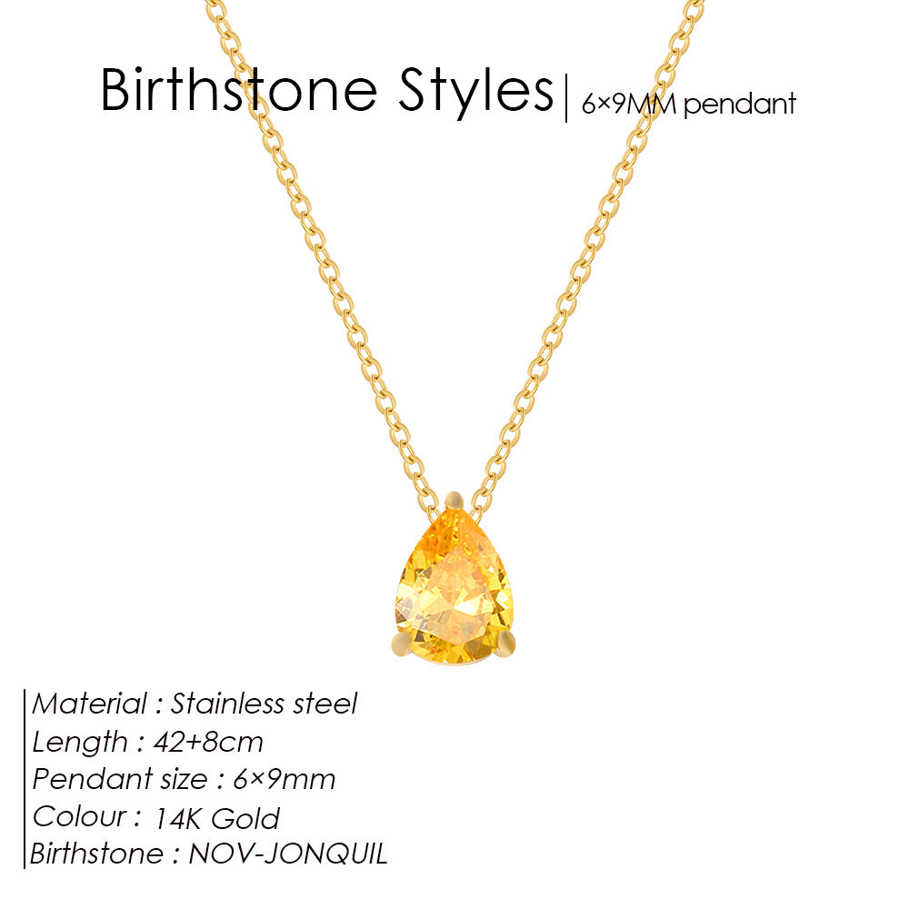 Zircon Month Birthstone Birthstones Vacuum Electroplating Necklaces