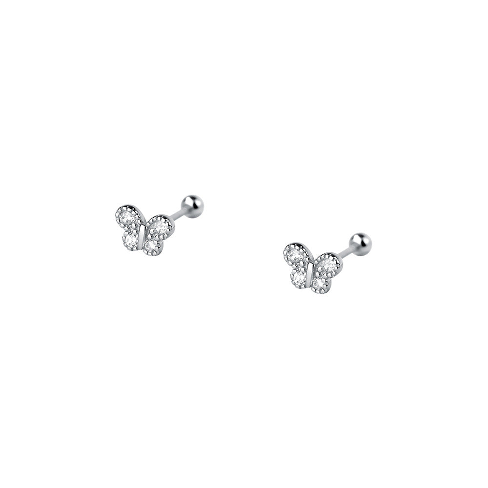Sterling Sier Micro Inlaid Zircon Screw Female Earrings