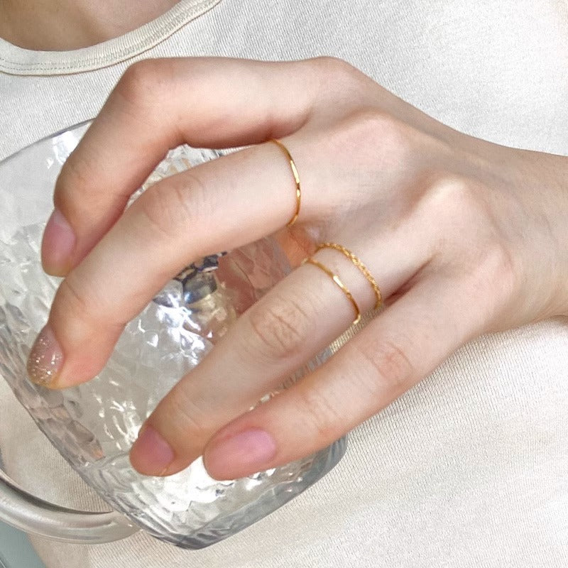Fine Twin Simple Female Design Titanium Steel Glossy Light Rings