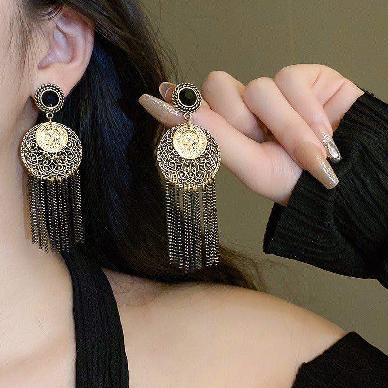 Chinese Style Flower Bamboo Tassel Fashion Trend Ear Hook Earrings