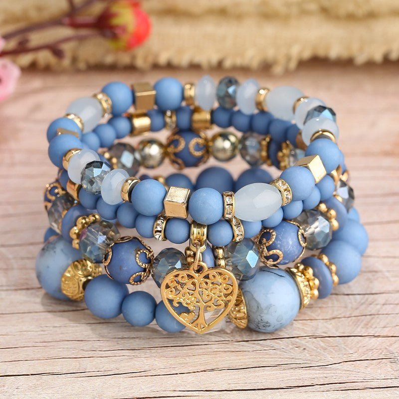 Style Crystal Peach Heart Beaded Ladies Bracelets