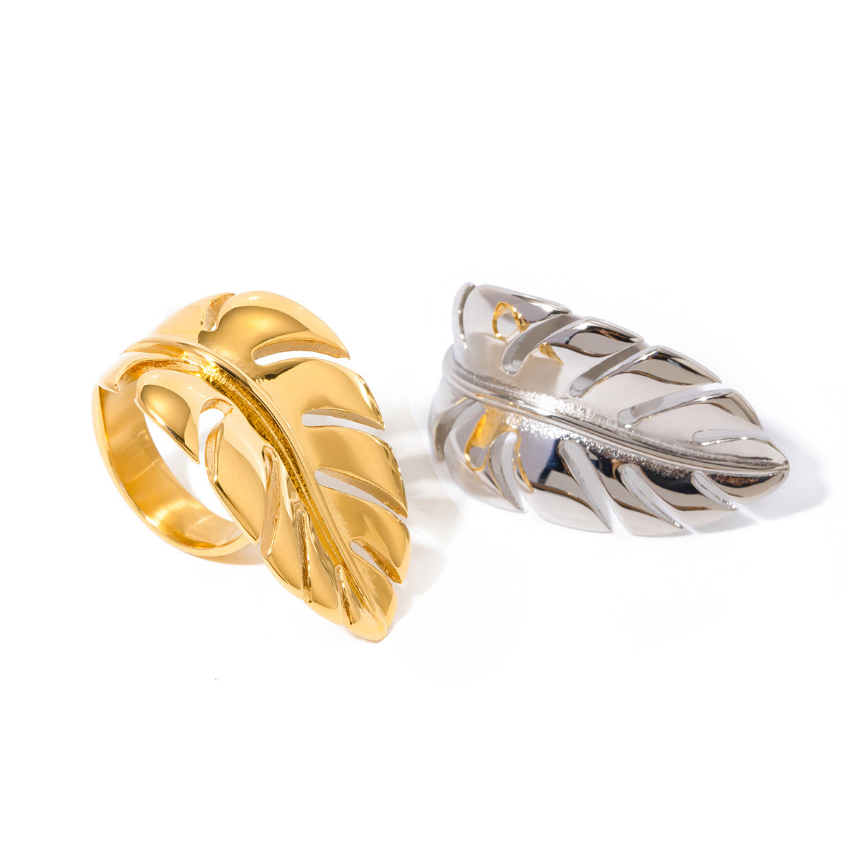 Minimalist Design Niche Leaf Feather Open Rings