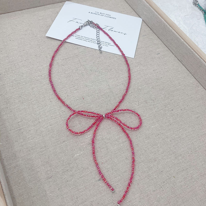 Unique Sweet Cool Hot Fried Street Bow Female Elegance Necklaces