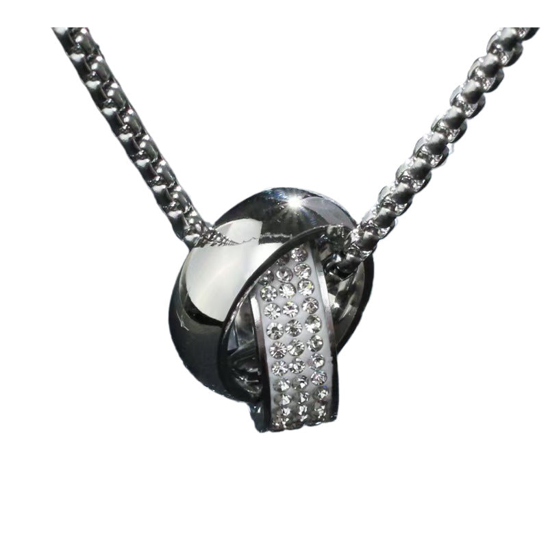 Men's Steel Double Full Diamond Hipster Personality Stainless Necklaces