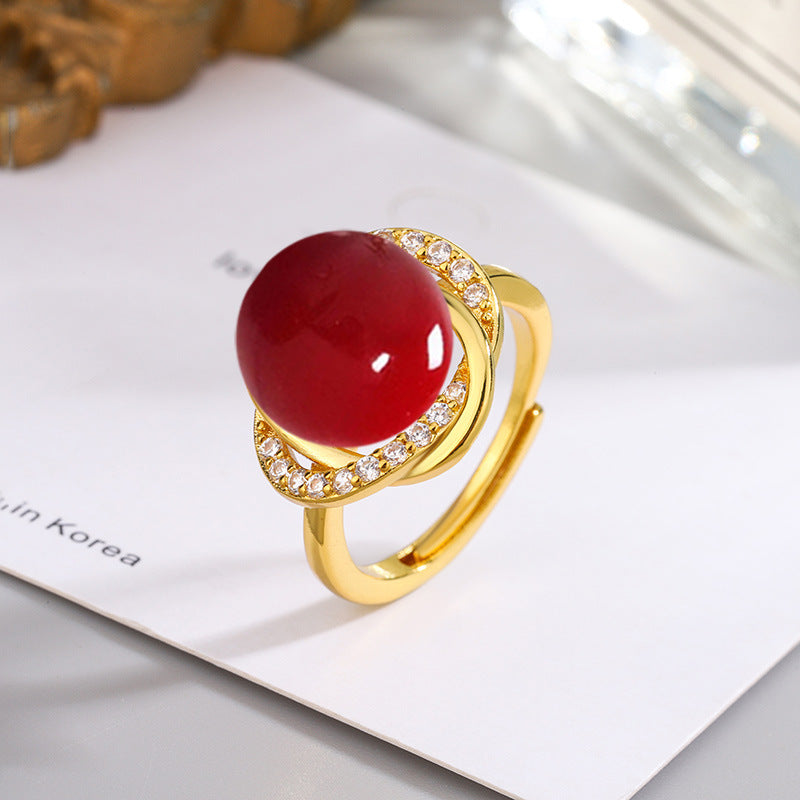 Women's Trendy Luxury Gold White Champagne Demon Purple Rings