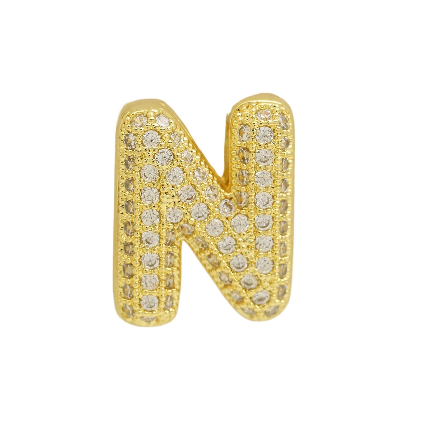Golden Chubby Balloon Bubble Zircon Letter Bracelets