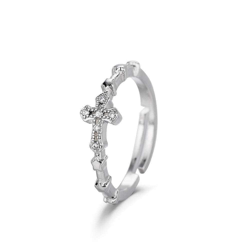 Cross Personality Punk Street Fashion Slub Switchable Index Finger Fine Ring