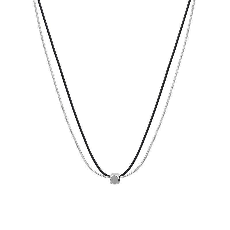 Beaded Geometric Square Titanium Steel Sweater Female Hot Necklace