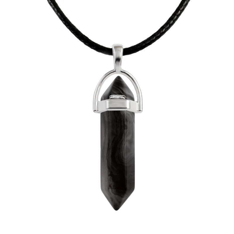 Natural Stone Hexagon Prism Fashion Crystal Necklaces