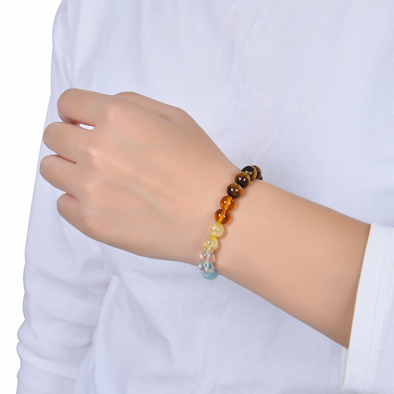 Natural Tigereye Citrine Malachite Beaded Wealth Bracelets