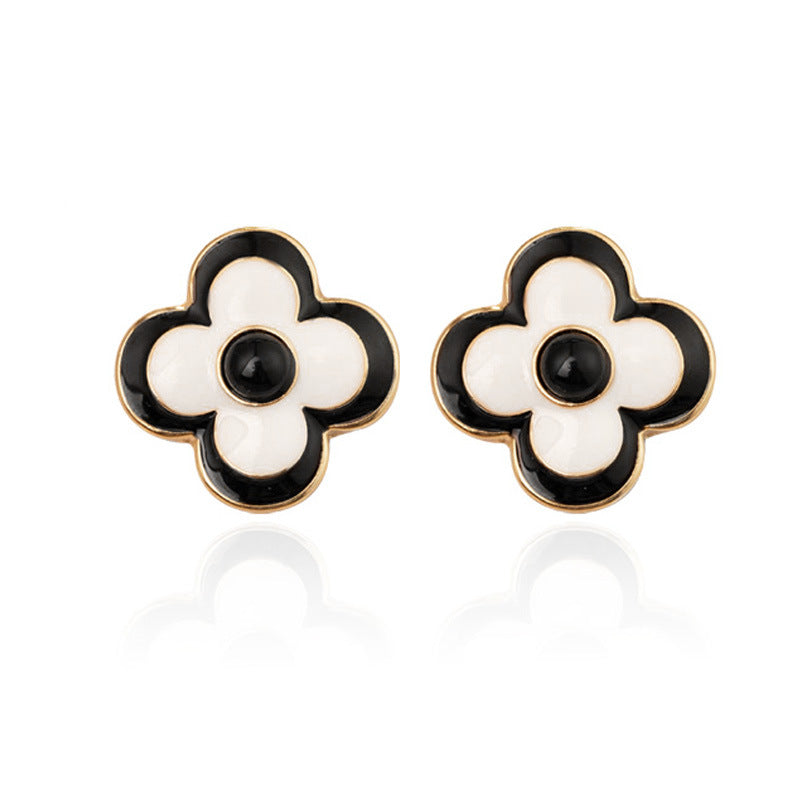 Style Vintage Court Dripping Oil Flower Earrings