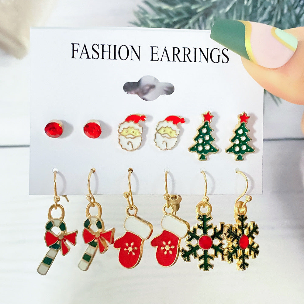 Women's Series Snowflake Bell Combination Suit Cartoon Dripping Earrings