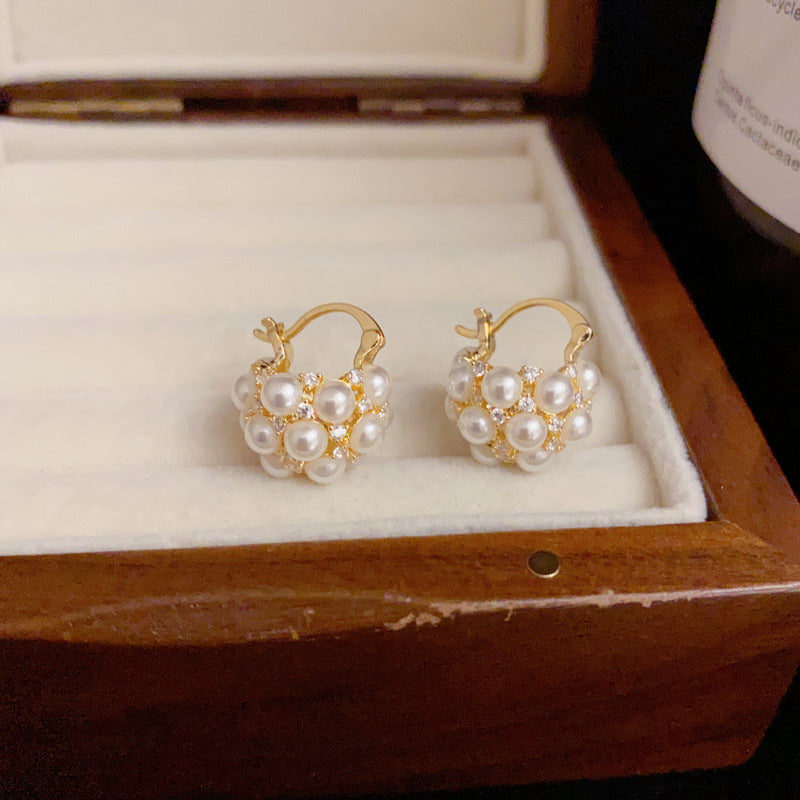 Design Zircon Pearl Ball Ear Clip Rings
