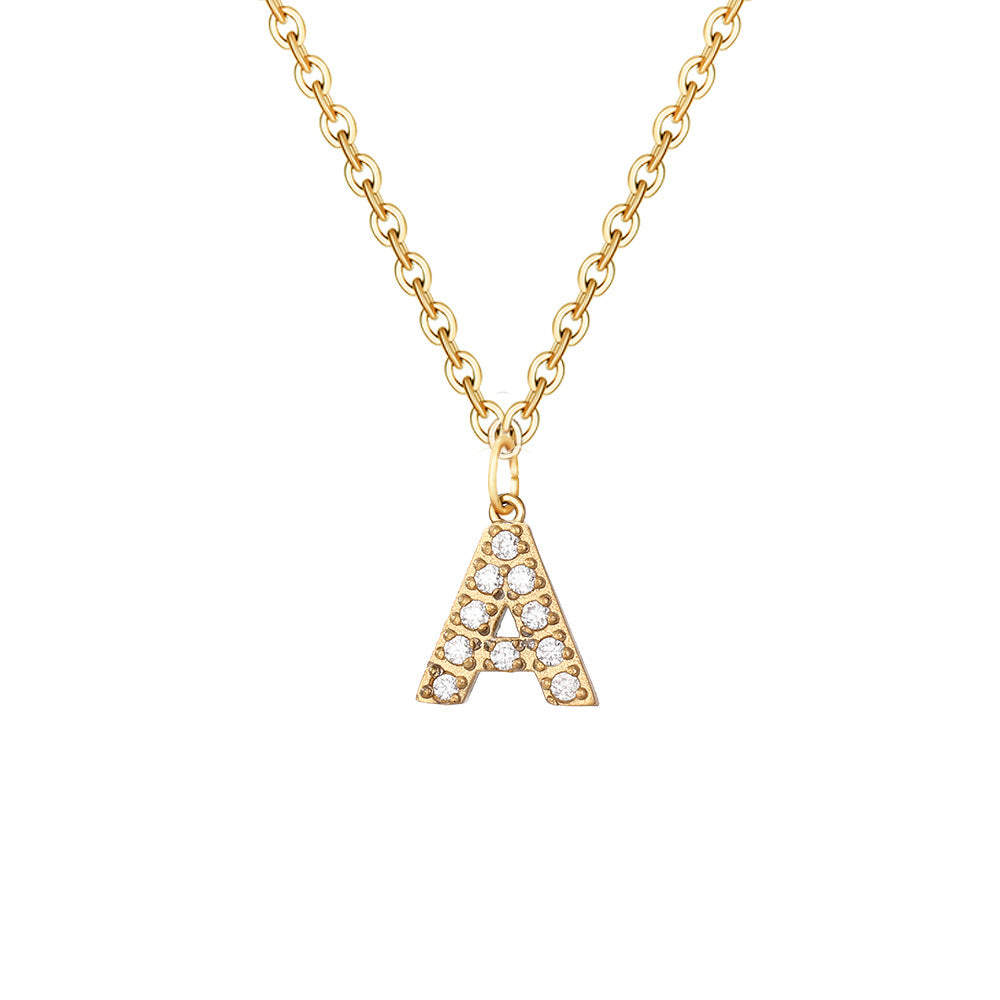 Simple Stainless Steel Diamond Letters Gold-plated Clavicle Necklaces