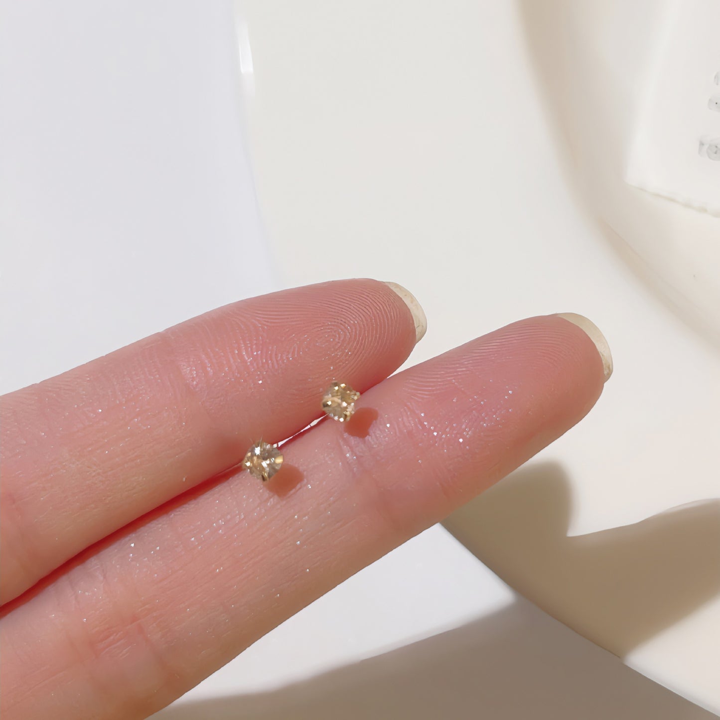 Mini Double-headed Zircon Small Versatile Minimalist Design Ear Earrings