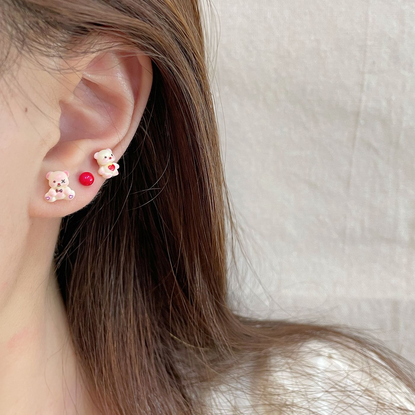 Suit Female Sier Needle Small Cute Earrings