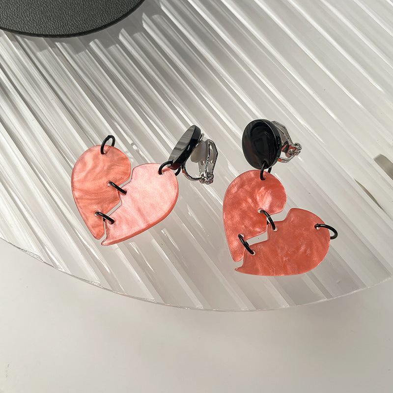 Peach Chess Pull Creative Design Broken Earrings