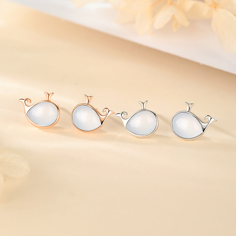 Opal Four Leaf Clover Ear Pure Sier Rings