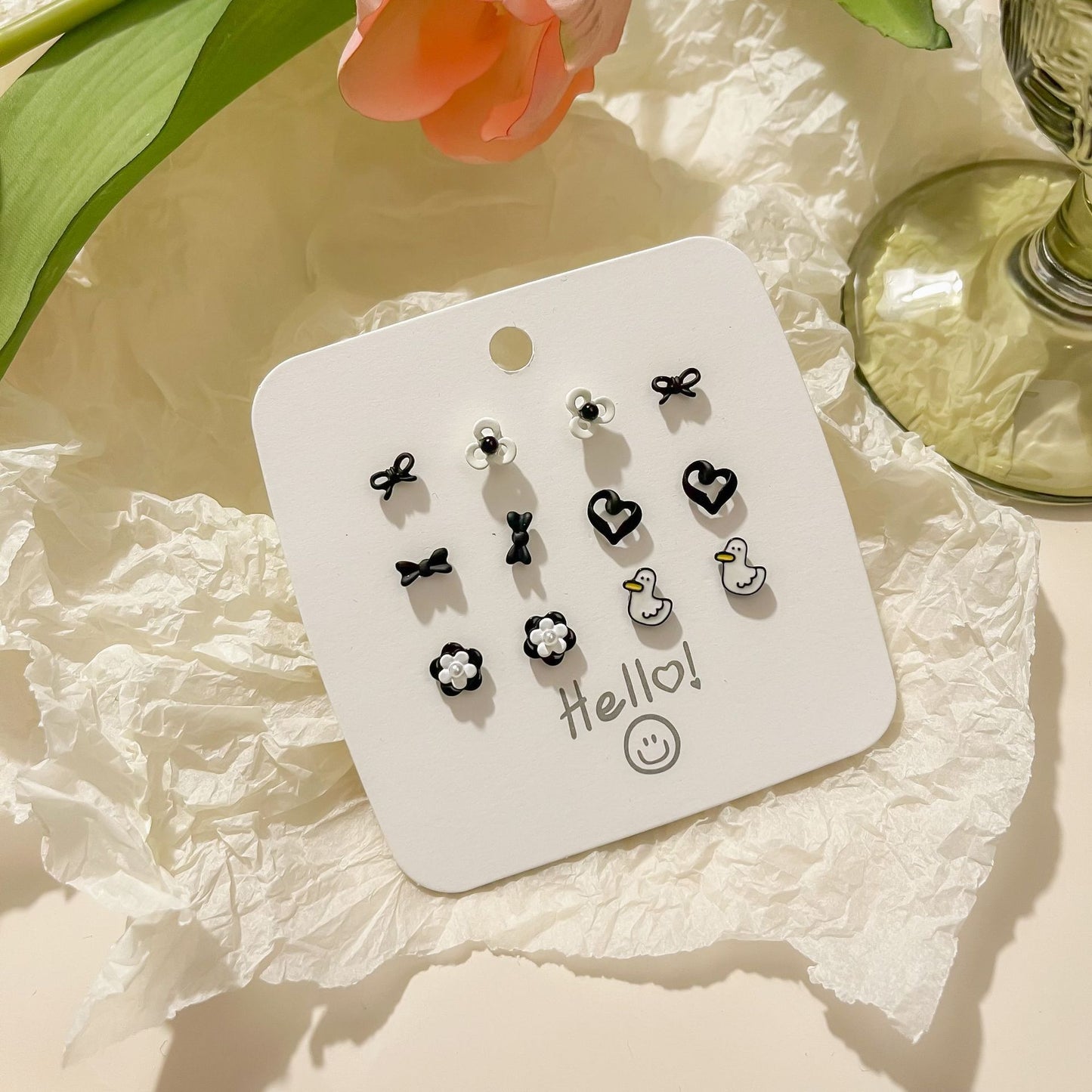 Sier Needle Summer Suit Fresh Green Sweet Earrings