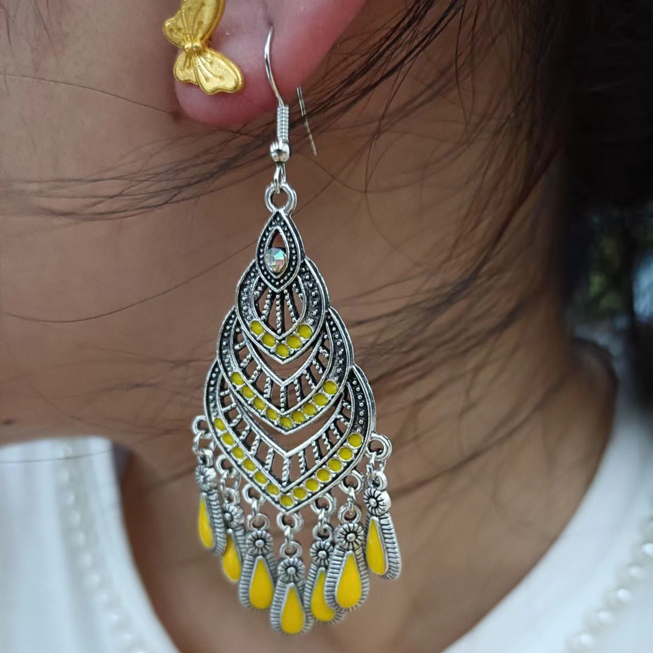 Spot Drill Drop Oil Vintage Craft Earrings