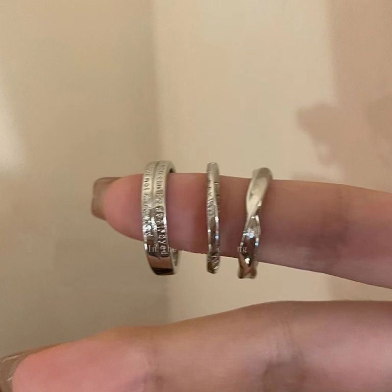 Pigment Three-piece Set Female Cold Wind Simple Rings