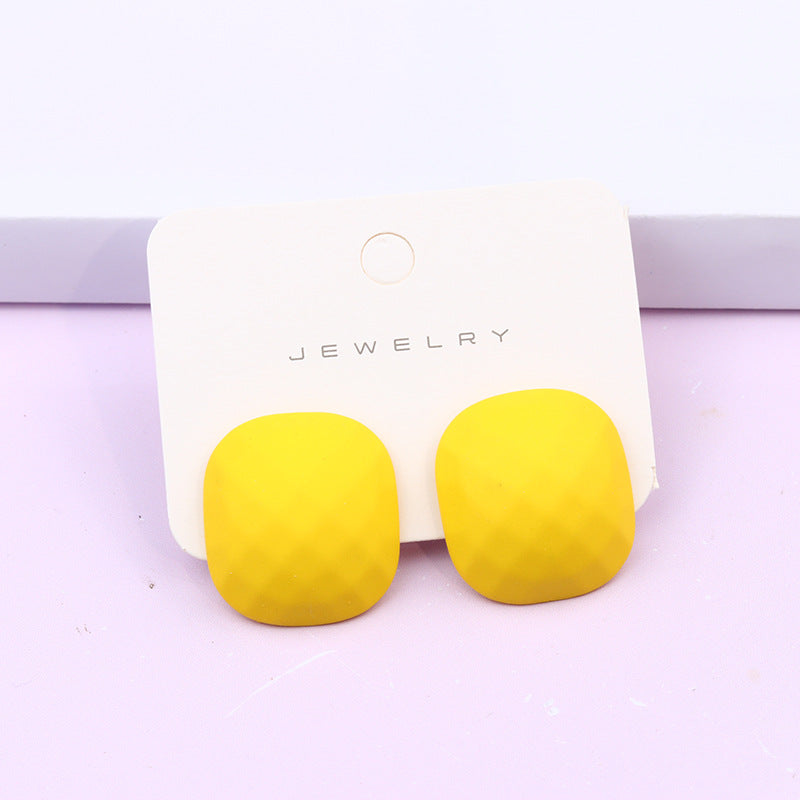 Women's Multilateral Three-dimensional Cut Painted Square Candy Earrings