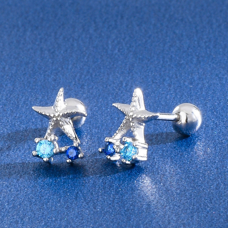 Korean Style Small Ear Bone Starfish Shell Twist Screw Earrings
