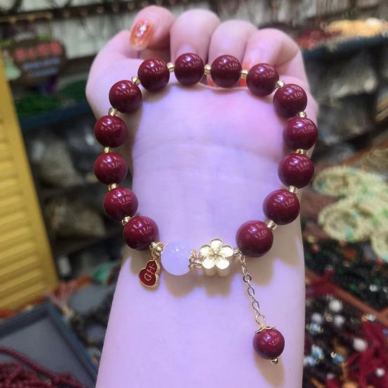 Women's Purple Gold Sand Cinnabar Beaded Single Ethnic Bracelets