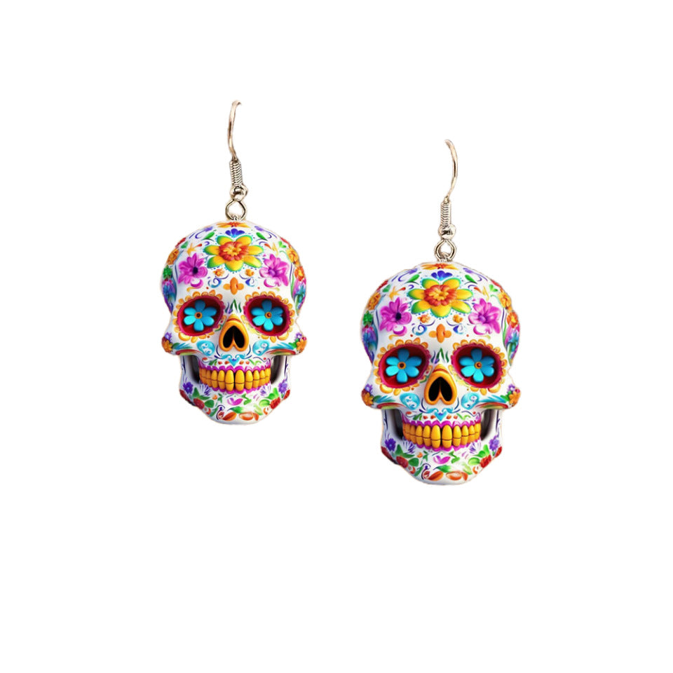 Horror Hip Hop Skull Acrylic Creative Earrings