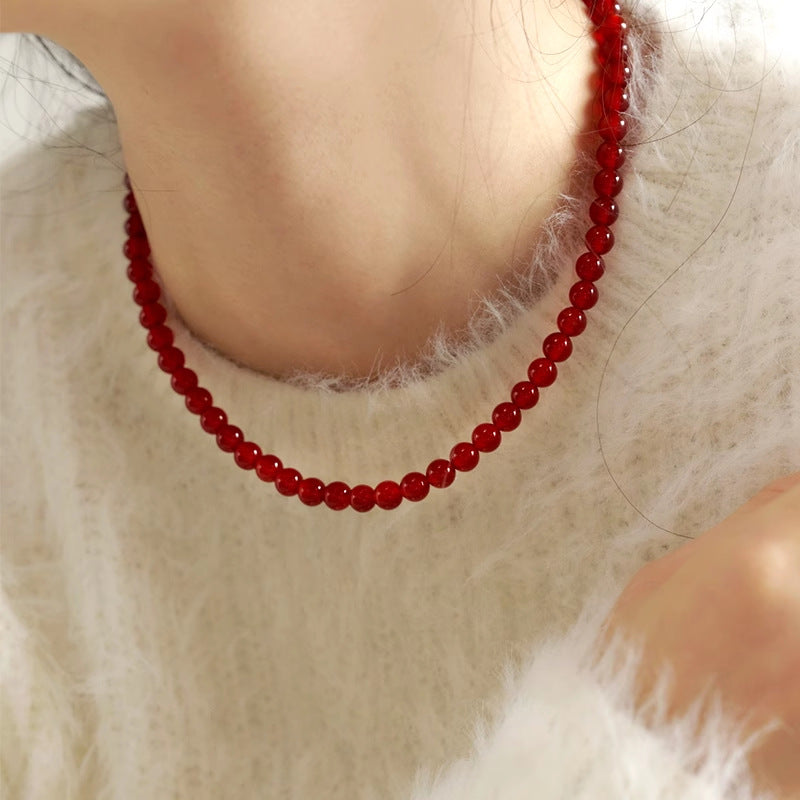 Red Agate Grade Retro Minority High-grade Beaded Necklaces