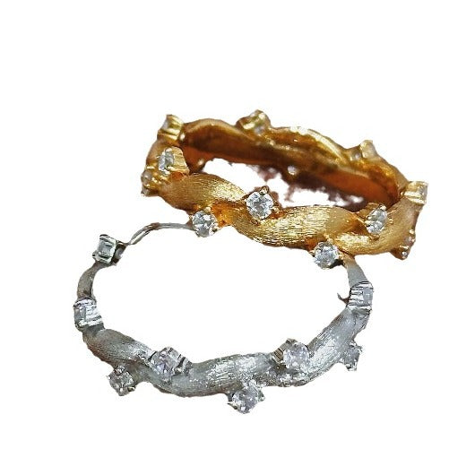 Plant Series Inlaid Spot Drill Brushed Thorns Rings