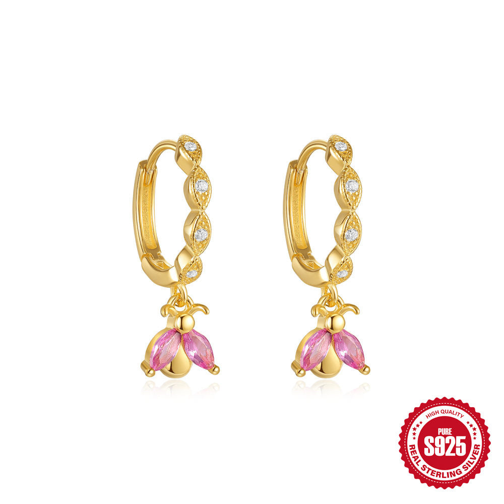 Sterling Sier Diamond Bee Fun Earclip Earrings