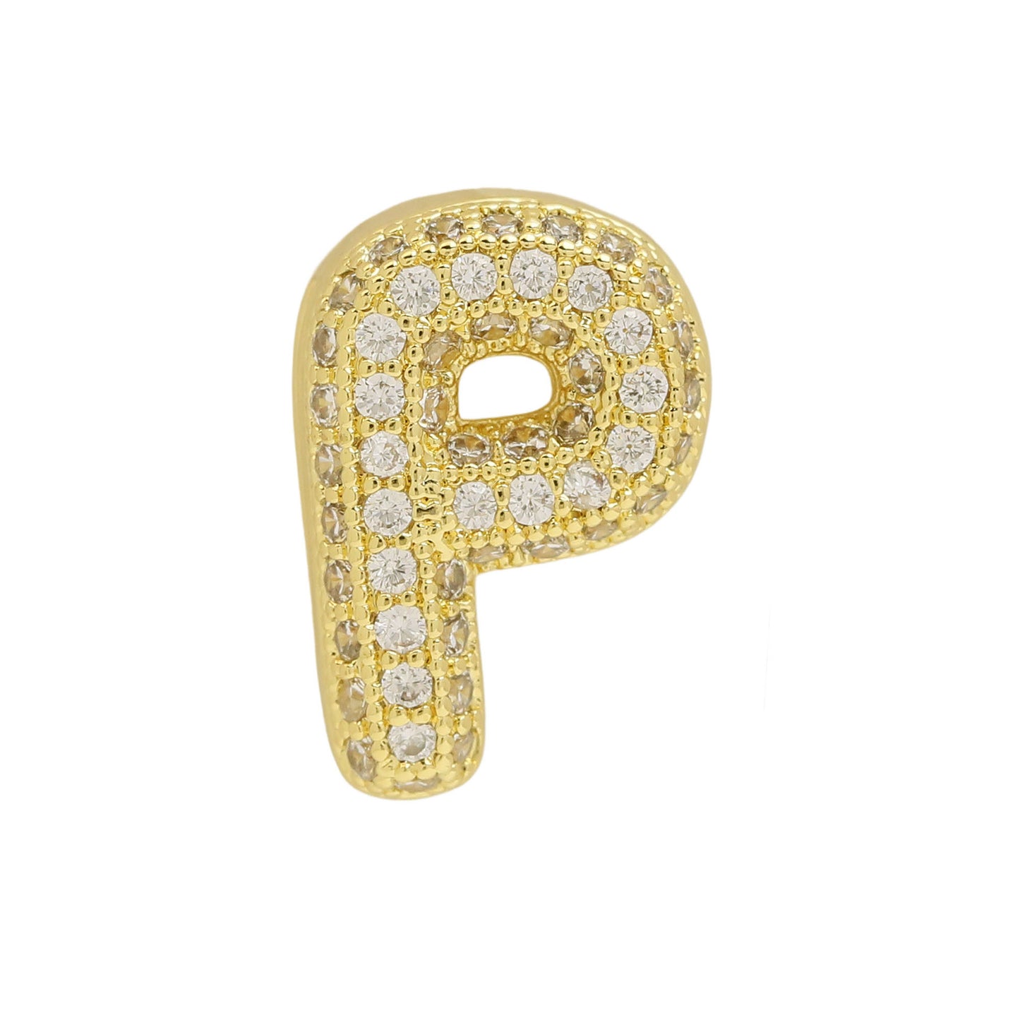Golden Chubby Balloon Bubble Zircon Letter Bracelets