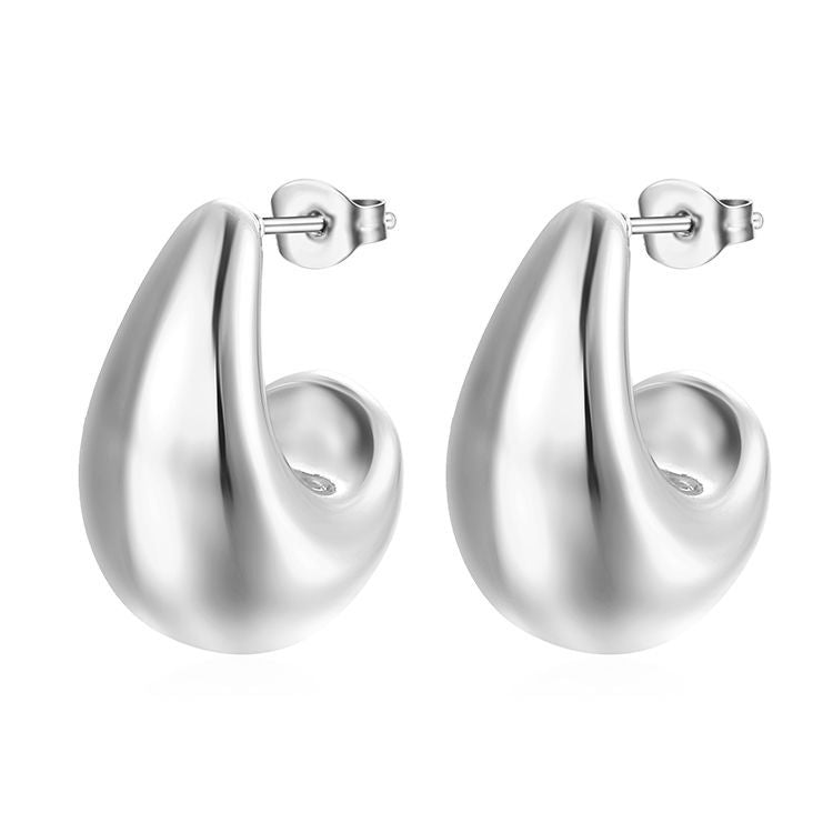 Women's French Vintage Style Semicircle Stainless Steel Earrings