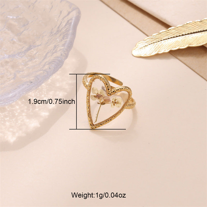 Women's Jewelry Preserved Fresh Flower Series Stainless Steel Design Rings