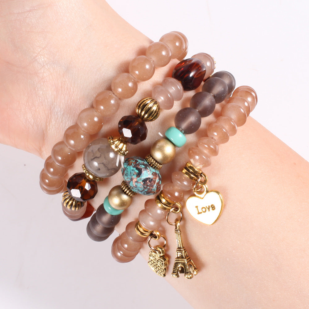 Bead Bohemian Owl Eiffel Tower Peace Bracelets