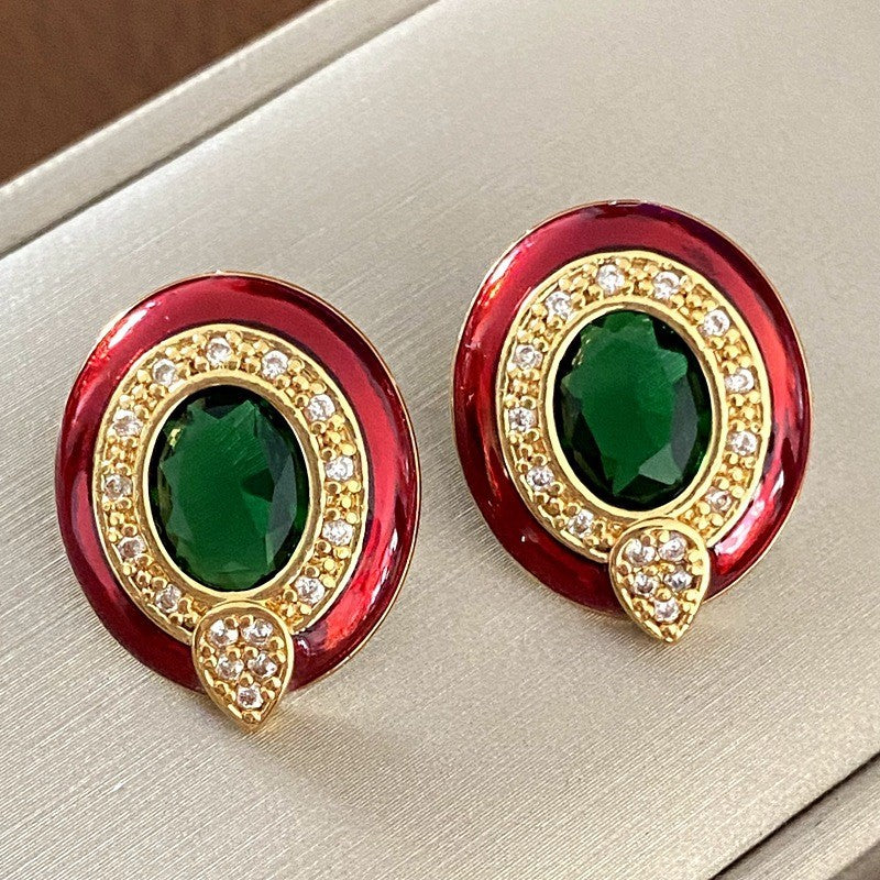 Style Vintage Court Dripping Oil Flower Earrings