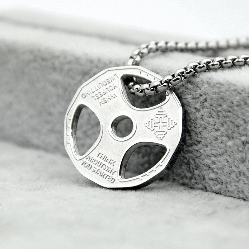Men's Dumbbell Piece Sports Barbell Trendy Titanium Necklaces