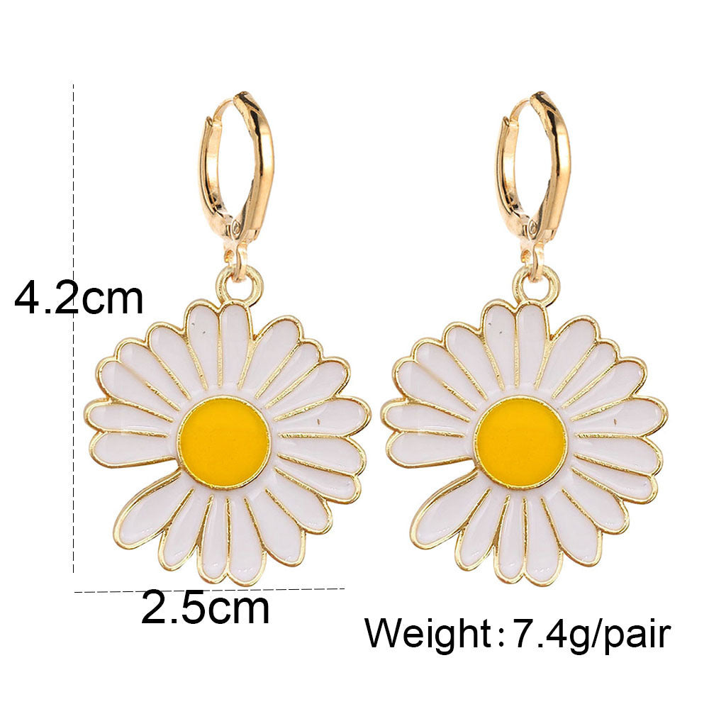Autumn Sun Alloy Dripping Oil Color Earrings