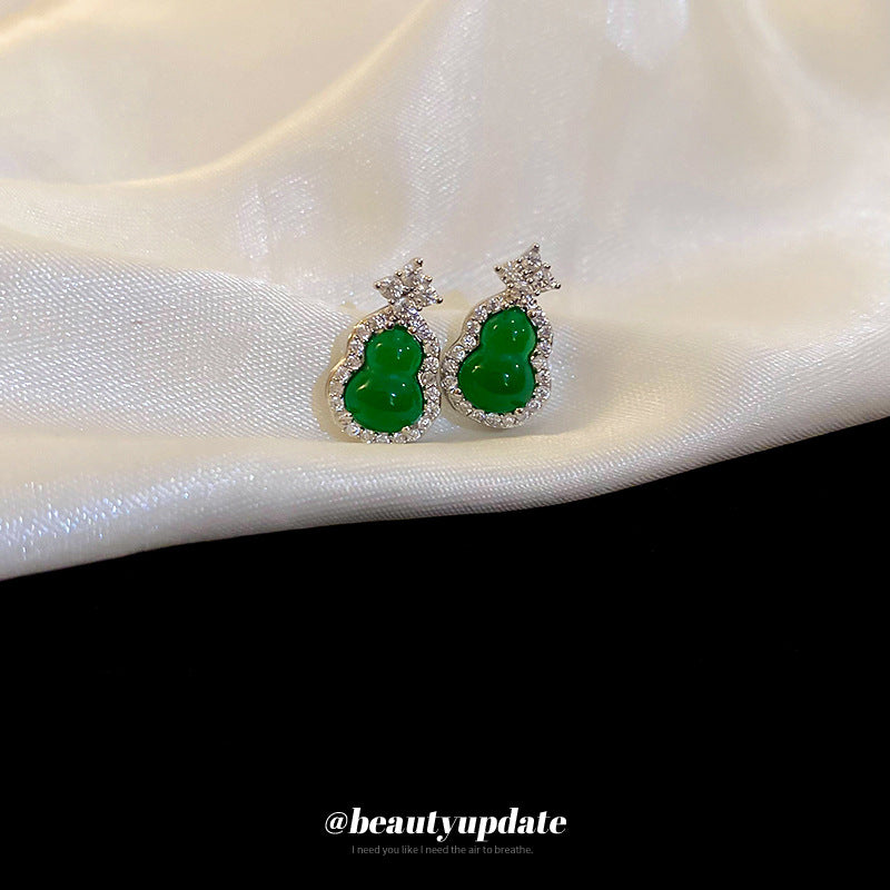 Sier Needle Chinese Style Gourd Zircon National Fashion Rings