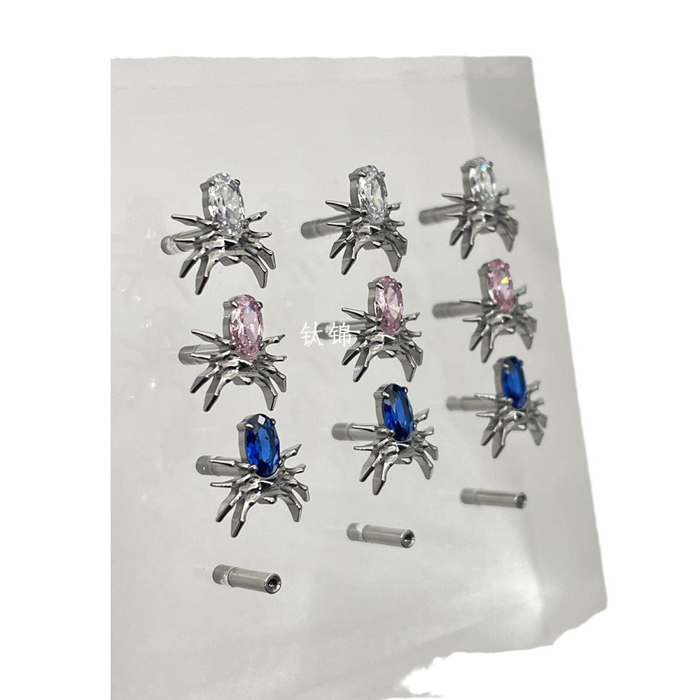 Alloy Spider Zircon Opal Ear Bone Pin Rings
