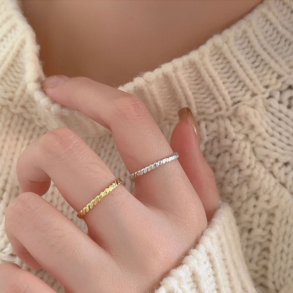 Korean Style Sterling Sier Braiding Thread Rings