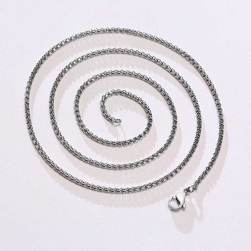 Titanium Steel Pearl Chain Face Width Necklaces