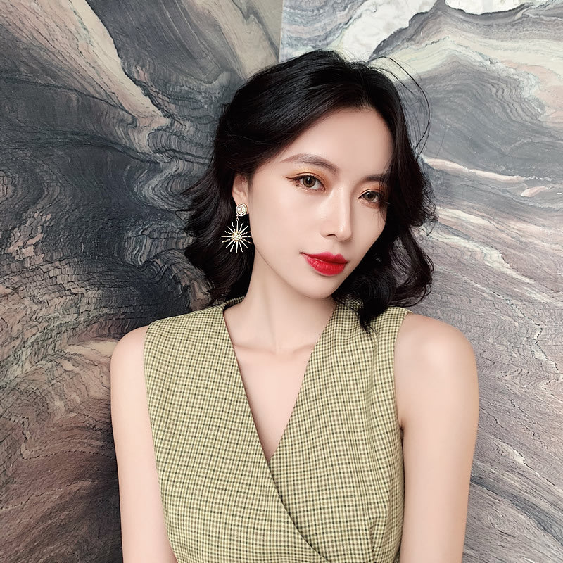 Tassel High-grade Sier Needle Metal Light Luxury Pearl Earrings