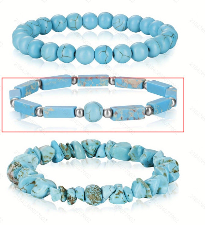 Casual Turquoise Elastic String Chain Suit Bracelets