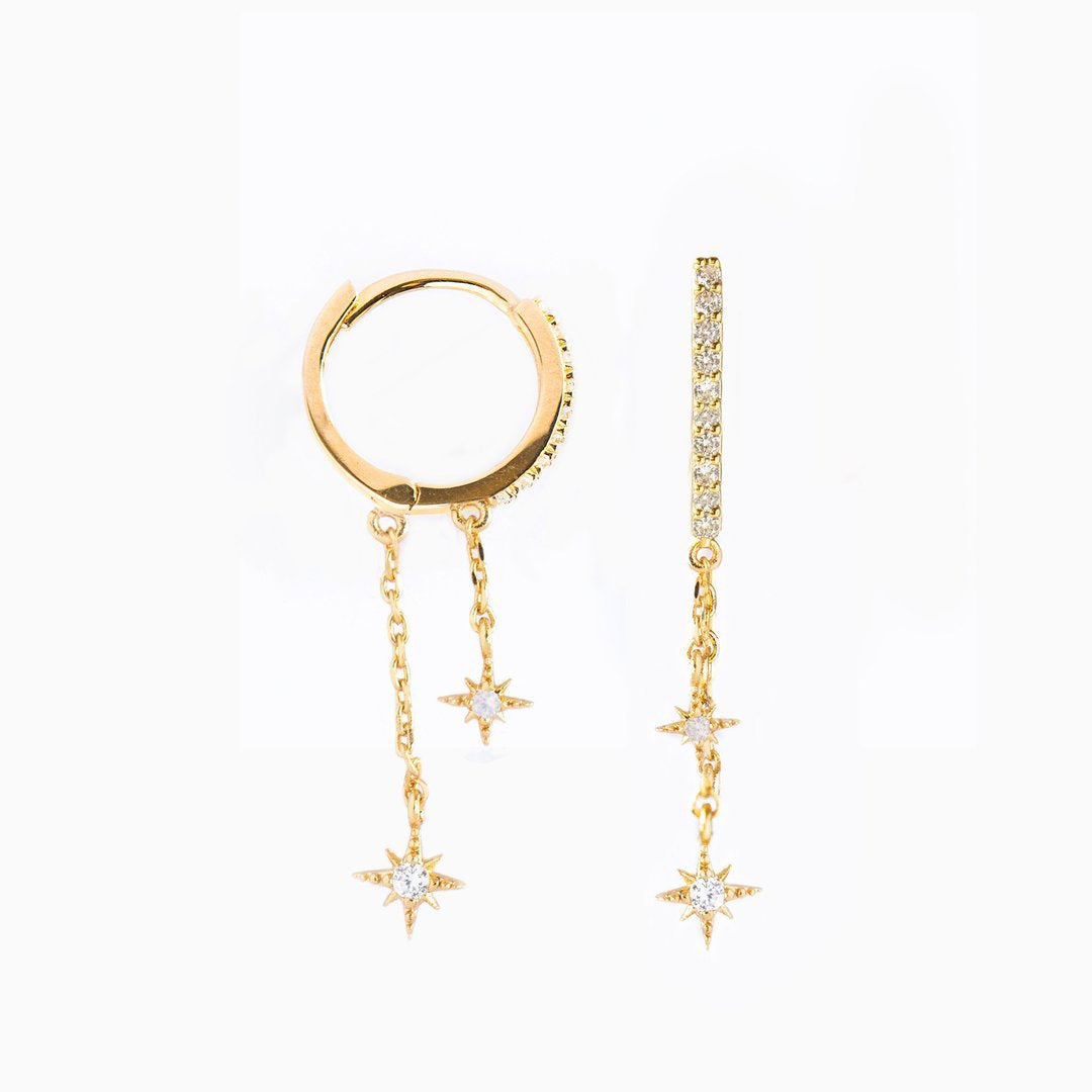 Chain Copper Zircon Gold Plated Temperament Artistic Earrings